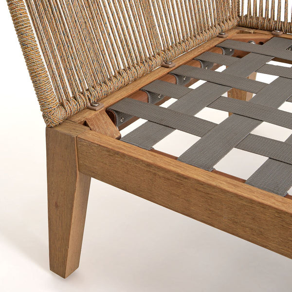 Canapé de jardin Leff en acier et eucalyptus noir
