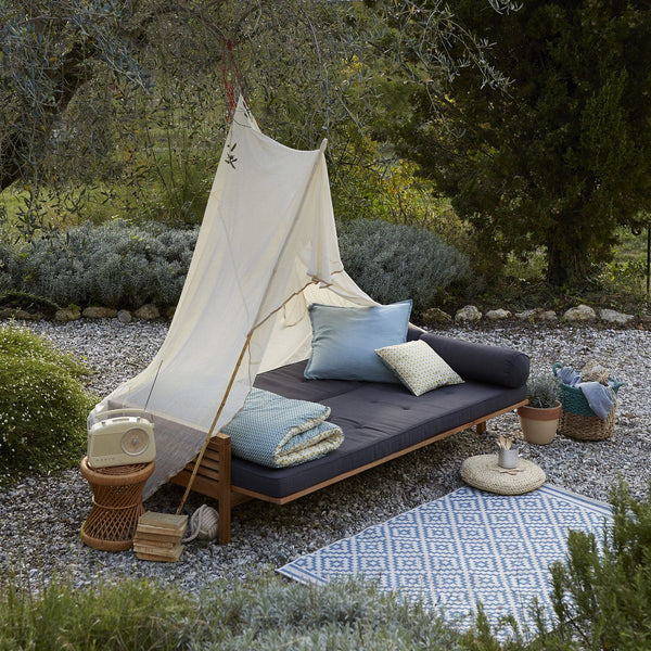 Banquette-lit de jardin Lemme en acacia gris foncé