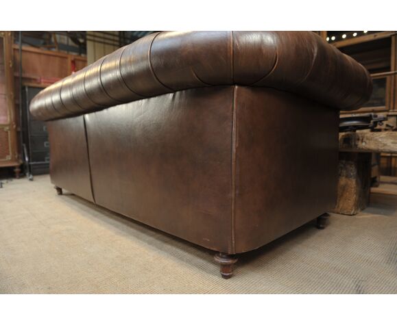 Canapé chesterfield Grinn 3 places marron