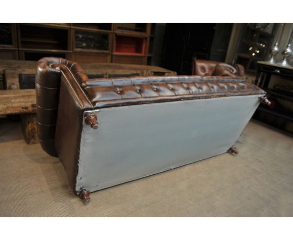 Canapé chesterfield Grinn 3 places marron