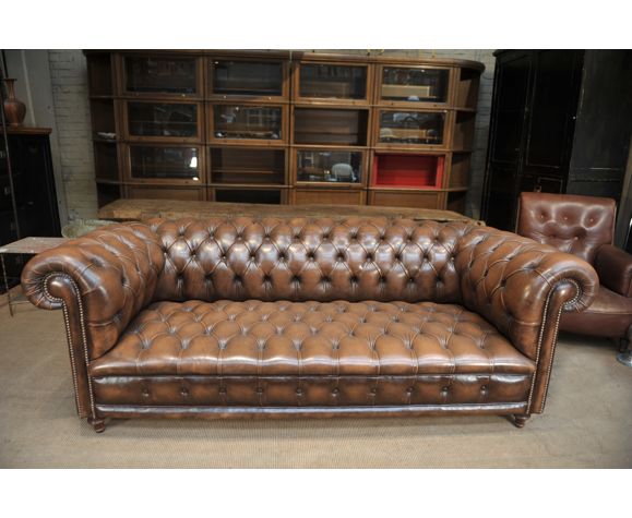Canapé chesterfield Grinn 3 places marron