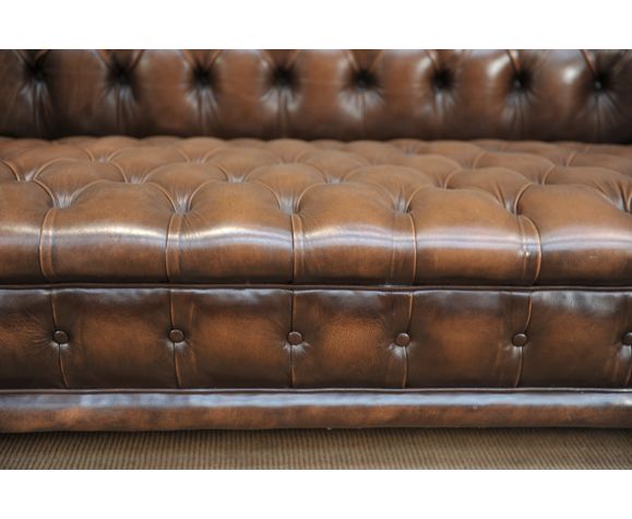 Canapé chesterfield Grinn 3 places marron