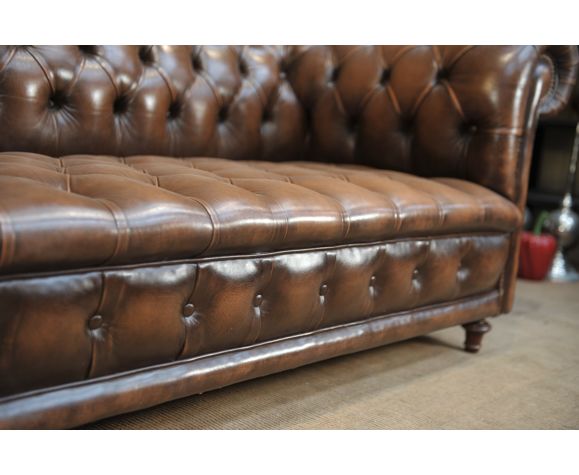Canapé chesterfield Grinn 3 places marron