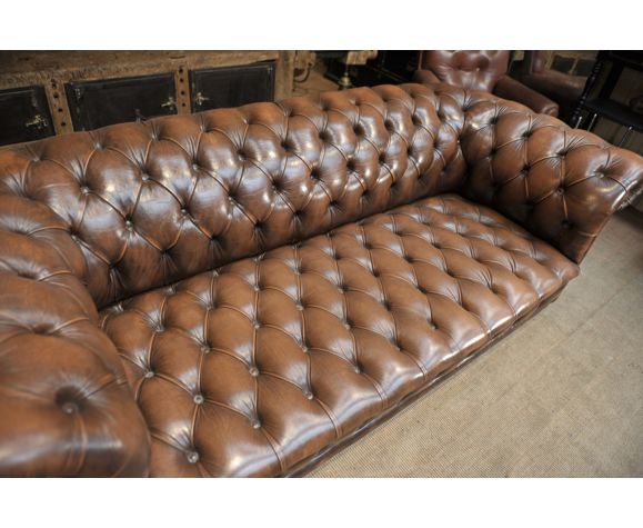 Canapé chesterfield Grinn 3 places marron