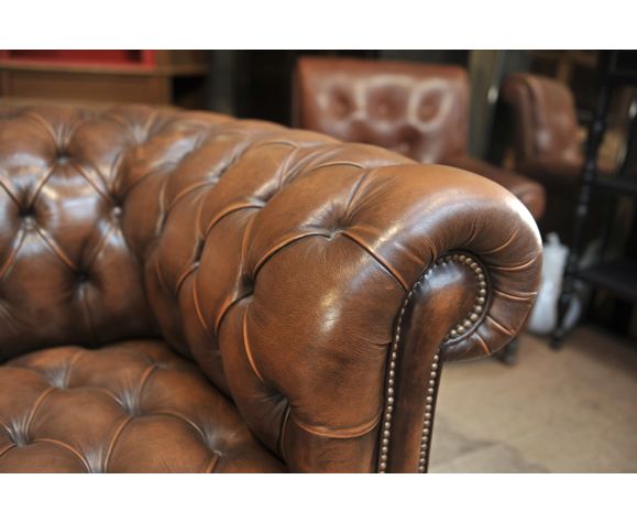Canapé chesterfield Grinn 3 places marron