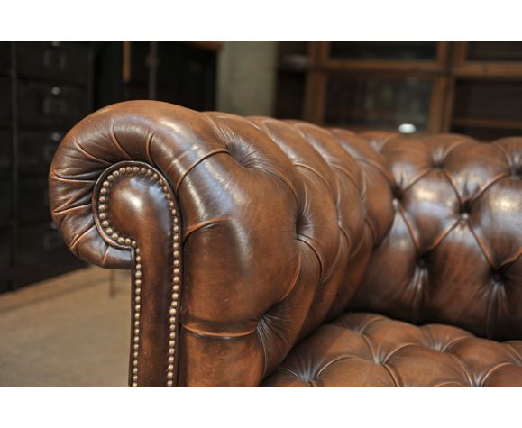 Canapé chesterfield Grinn 3 places marron