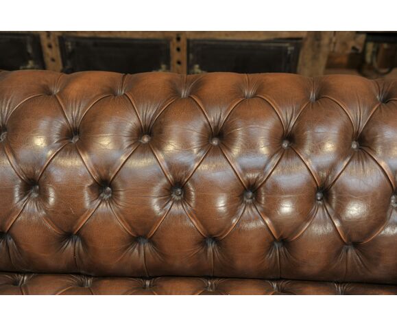 Canapé chesterfield Grinn 3 places marron