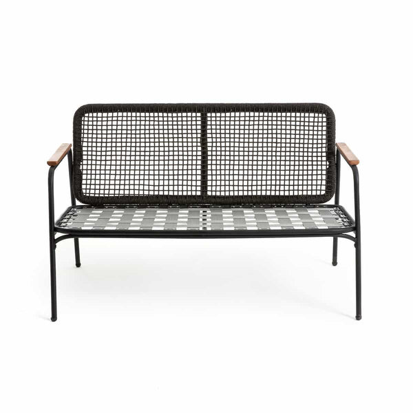 Canapé de jardin Leff en acier et eucalyptus noir