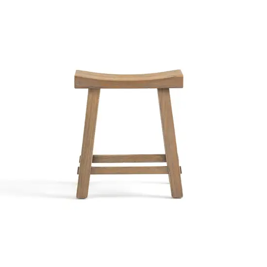 Tabouret Gravona en orme massif naturel finition cérusé