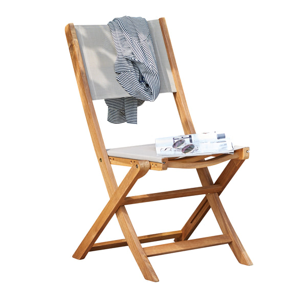 Chaise en bois d'acacia et textilène FEYT, gris
