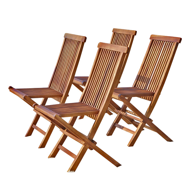 Lot de 4 chaises de jardin pliantes en teck huilé LASPIALADE, marron
