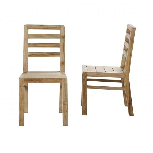 Lot de 2 chaises en bois de teck recyclé naturelles