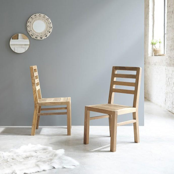 Chaise en bois de teck recyclé naturelle