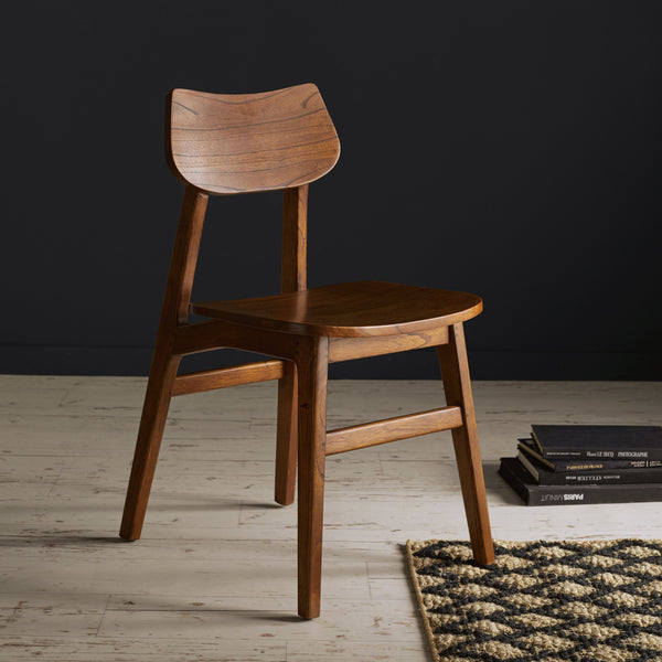 Chaise marron en bois finition Noyer AUSSEILLA, marron