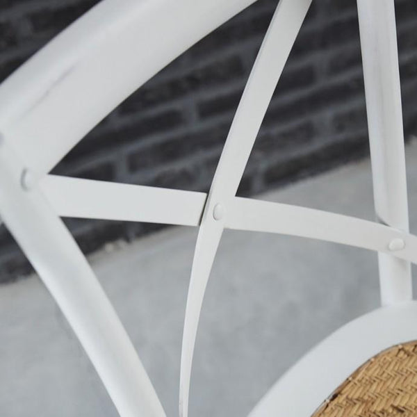 Chaise bistrot en bois d'acajou blanc et rotin naturel BONNAL, blanc