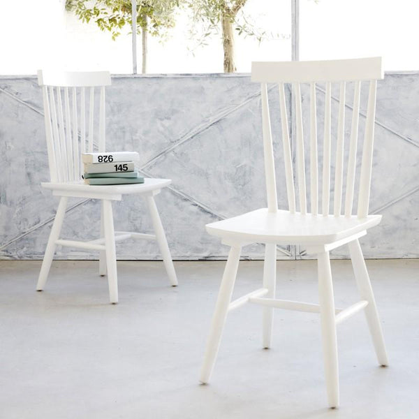 Lot de 2 chaises blanches en bois d'acajou rétro BONNAL, blanc