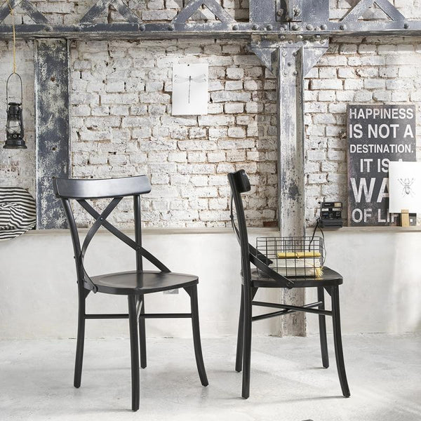 Lot de 2 chaises noires bistrot en bois d'acajou BONNAL, noir