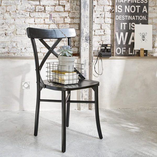 Chaise bistrot en bois d'acajou BONNAL, noir