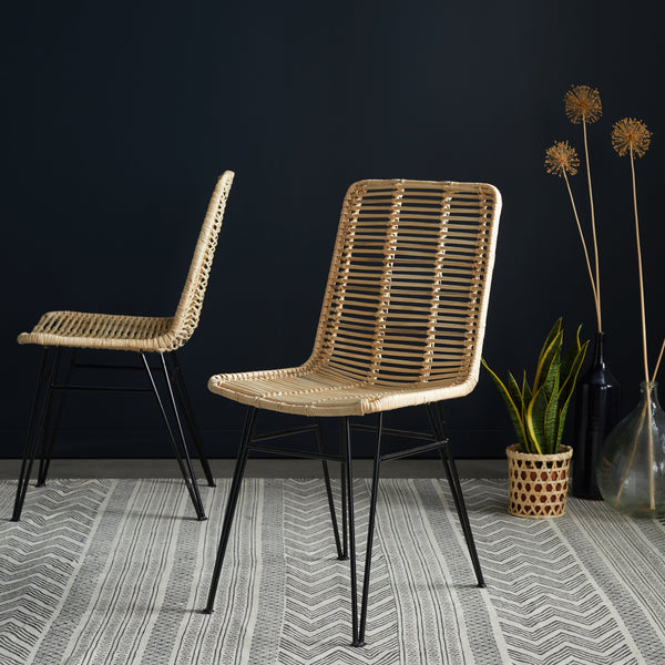 Lot de 2 chaises en rotin et pieds métal CÉLINDA, naturel