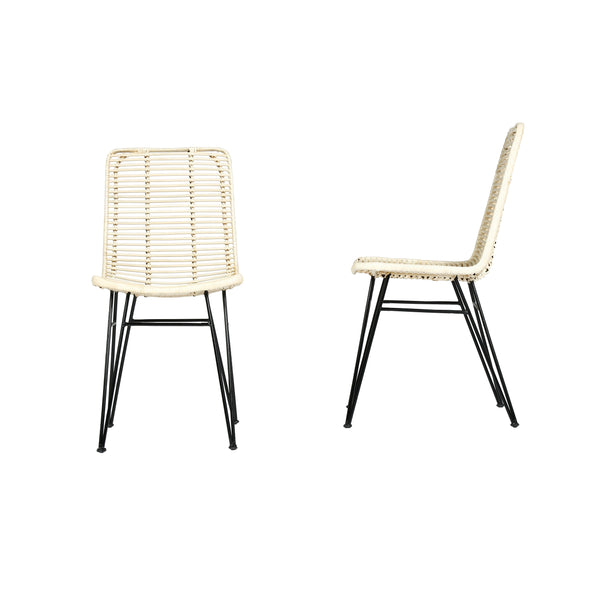 Lot de 2 chaises en rotin et pieds métal CÉLINDA, naturel