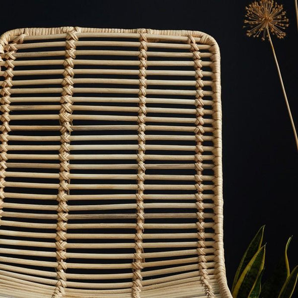 Lot de 2 chaises en rotin et pieds métal CÉLINDA, naturel