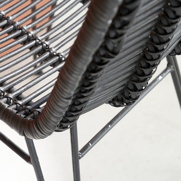 Lot de 2 chaises en rotin noires et pieds métal CÉLINDA, noir