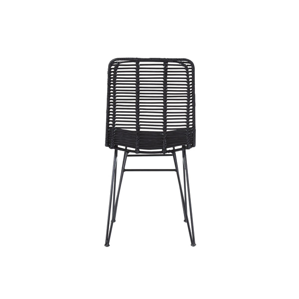 Chaise en rotin noire et pieds métal CÉLINDA, noir