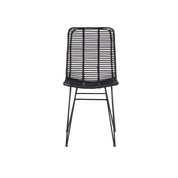 Chaise en rotin noire et pieds métal CÉLINDA, noir