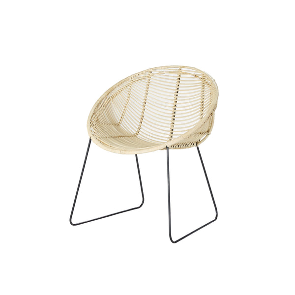 Chaise en rotin et métal CÉLINDA, noir
