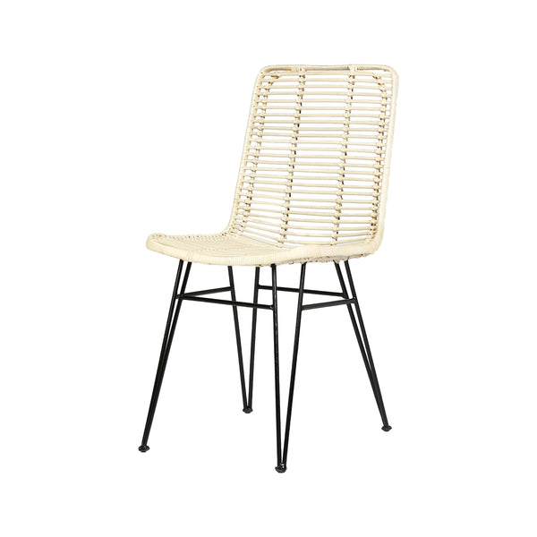 Chaise en rotin et pieds métal CÉLINDA, noir