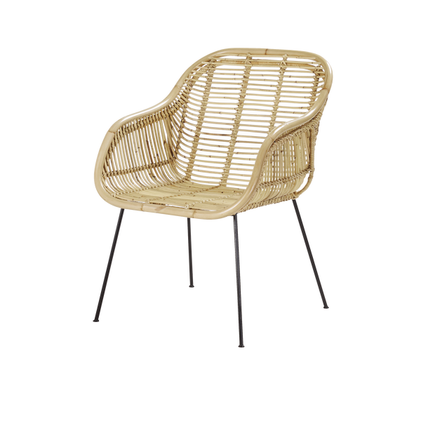 Chaise en rotin et métal CÉLINDA, noir