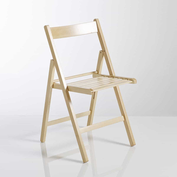 Lot de 2 chaises pliantes Indrois en hêtre massif naturel