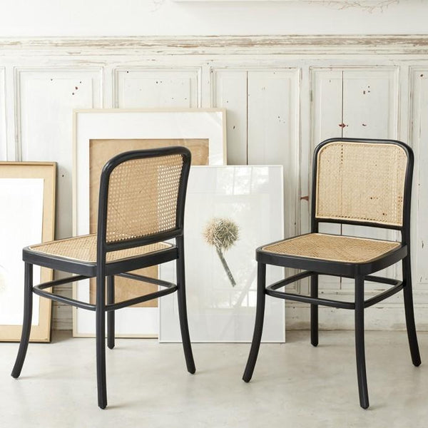 Lot de 2 chaises en acajou et cannage JOTTY, naturel