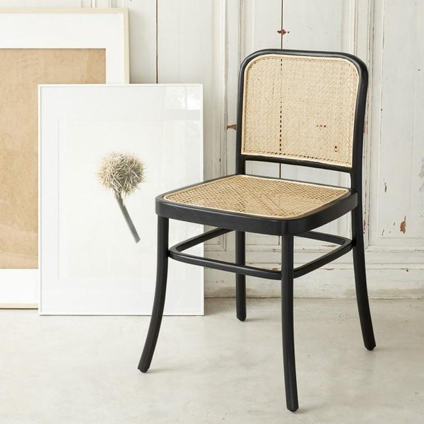 Chaise en bois d'acajou et cannage JOTTY, naturel