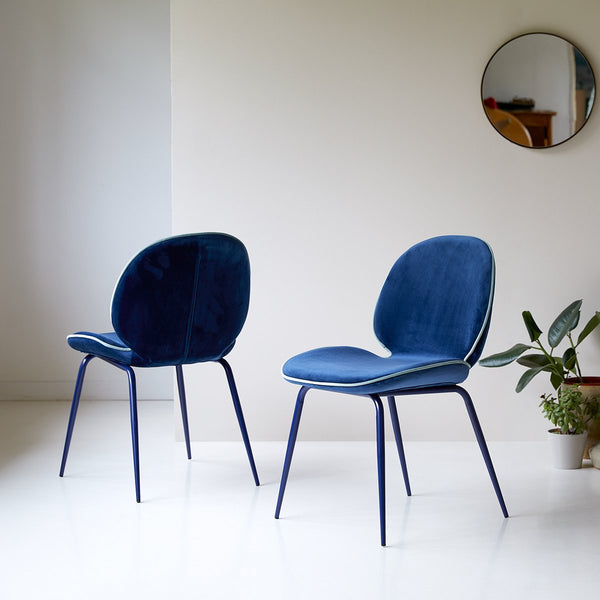 Chaise NEIVA, en métal, bleu nuit