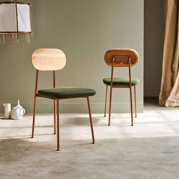 Chaise, NOEIME, en chêne, kaki