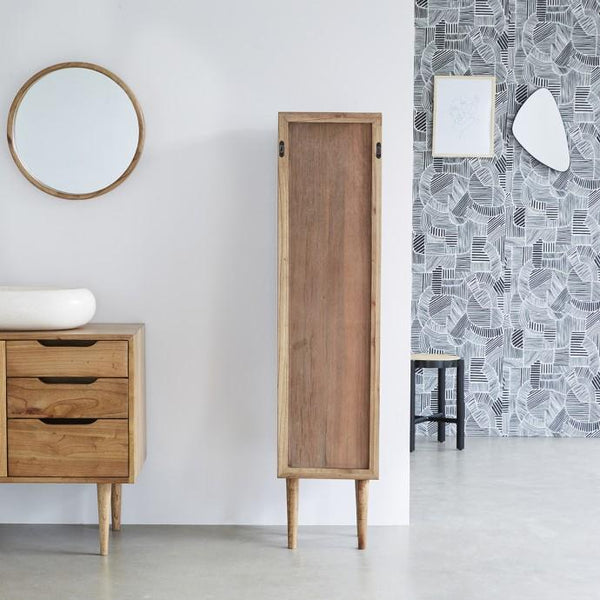 Colonne de salle de bain en bois de mindy et cannage naturel JOTTY, naturel