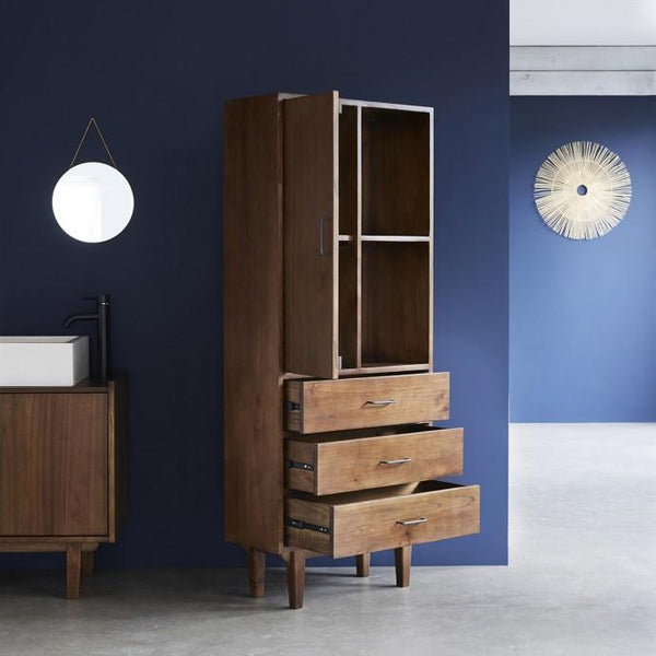 Double colonne de salle de bain en bois de mindy HANAU, marron