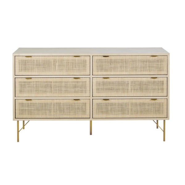 Commode 6 tiroirs en cannage et rotin ASCO