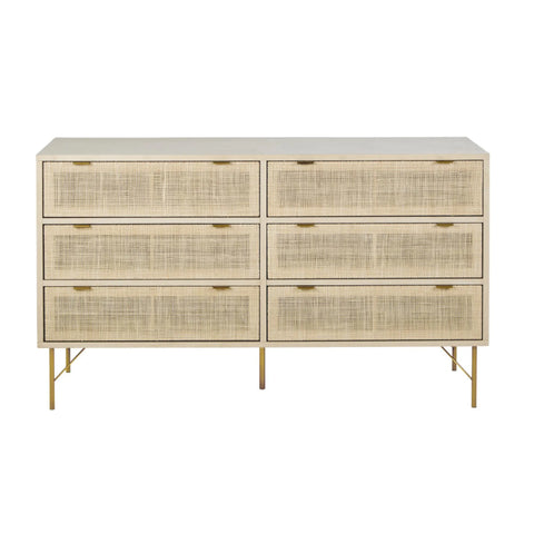 Commode 6 tiroirs en cannage et rotin ASCO