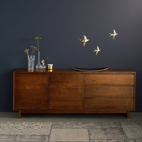 Commode marron en bois finition Noyer 180 AUSSEILLA, marron