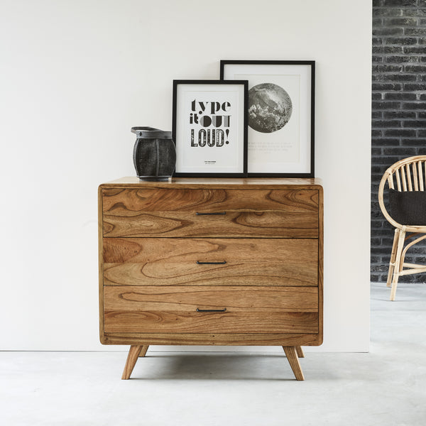 Commode 3 tiroirs vintage 90 naturel