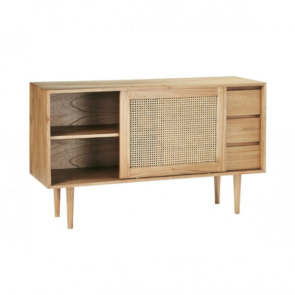 Commode en bois de mindy et cannage 135 JOTTY, naturel