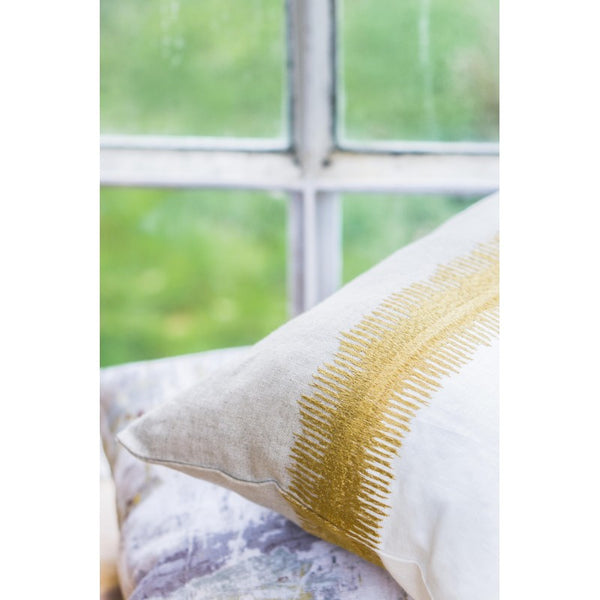 Coussin Rhoedias en lin et viscose jaune