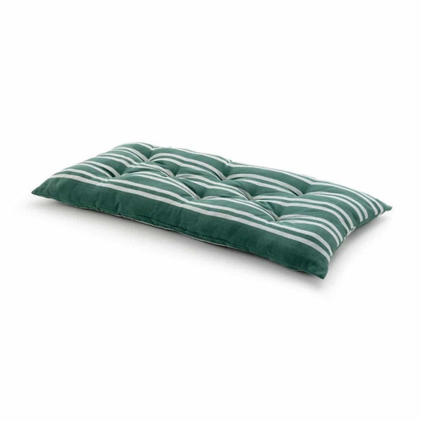 Coussin sol pouf Chuscha en coton tissé teint et polyester vert / écru