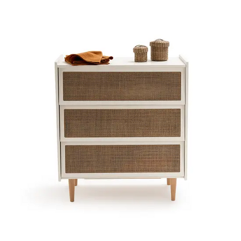 Commode Bugun blanc cassé et cannage