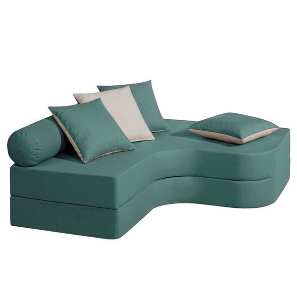 Banquette lit d'angle Salza en coton eucalyptus