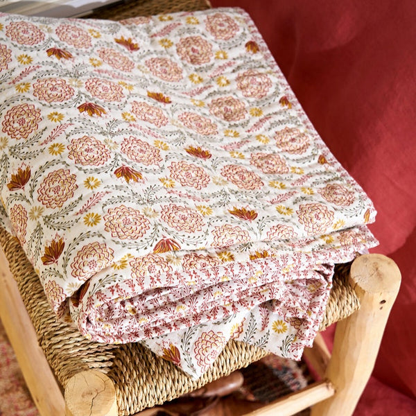 Dessus de lit CHUTES en coton imprimé multicolore