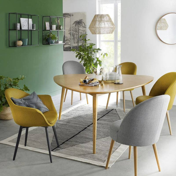 Fauteuil de table Solnan vintage jaune moutarde