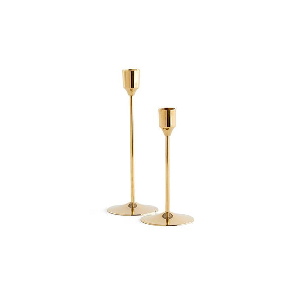 Lot de 2 bougeoirs Drov en laiton